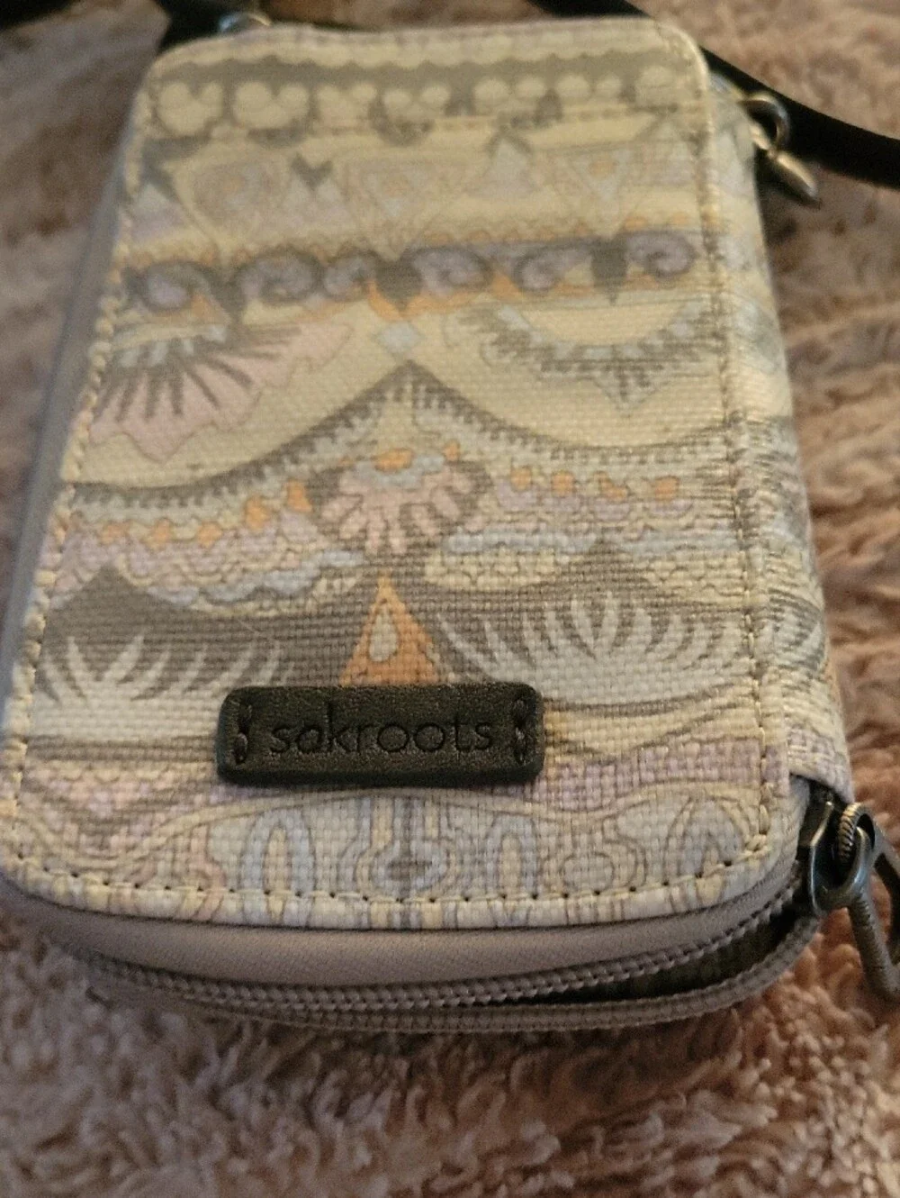 Sakroots  Crossbody Phone Wallet with Black Strap